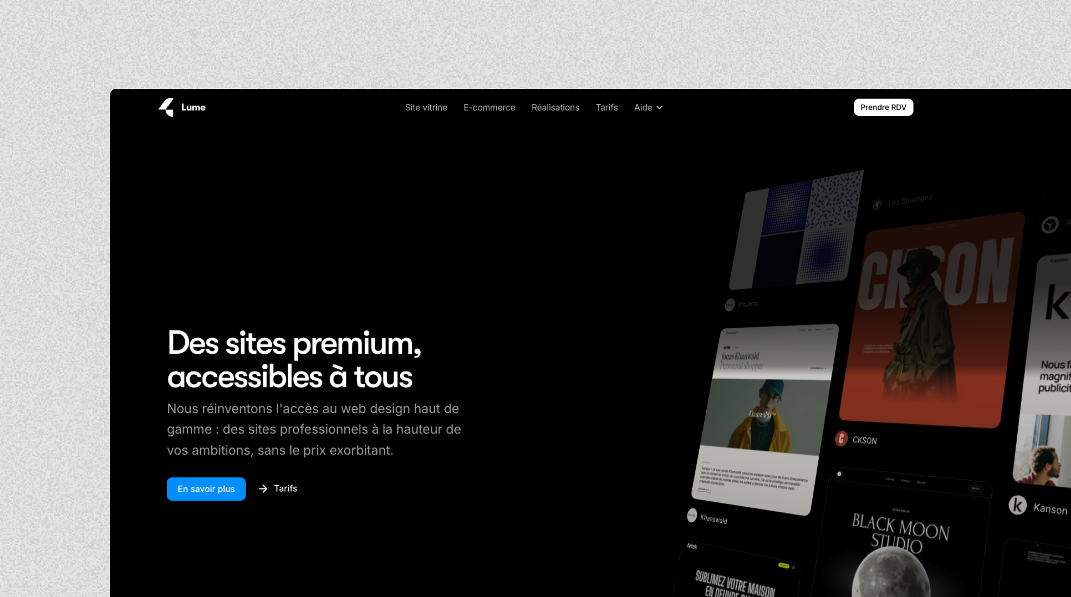 Aperçu du site de Lume Agency