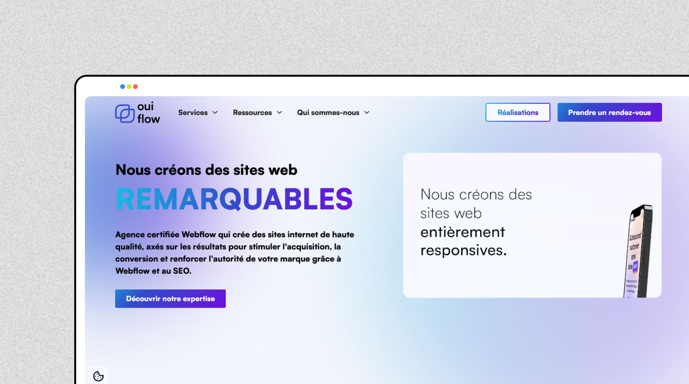 Aperçu du site de l'agence Webflow Ouiflow