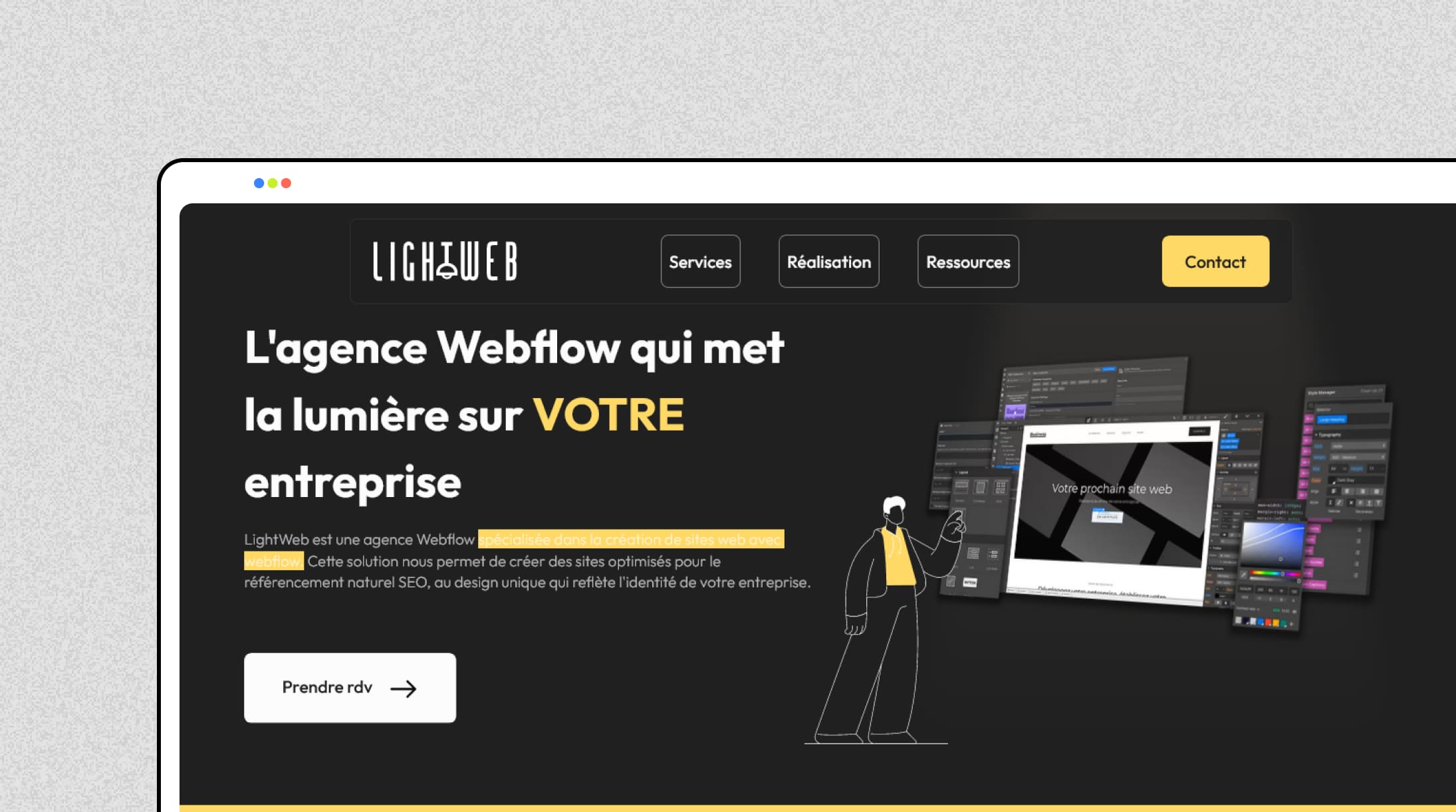 Aperçu du site de l'agence Webflow LightWeb
